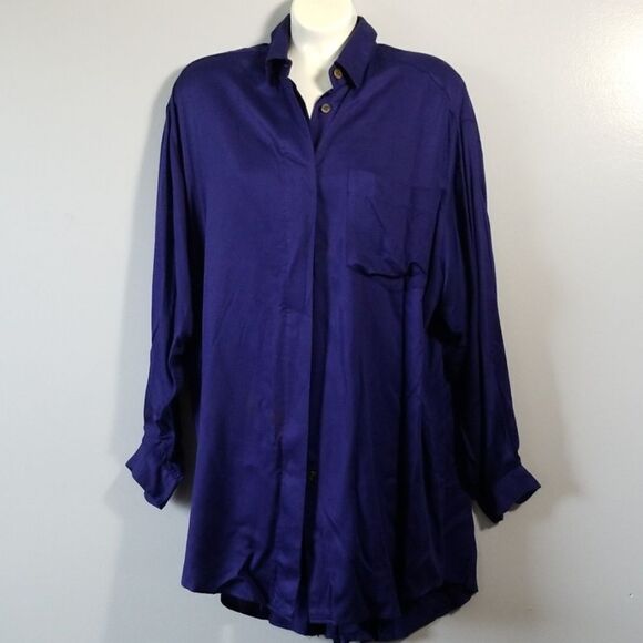 EUC Anne Pinkerton Bluish Purple Long Button D… - Picture 1 of 5